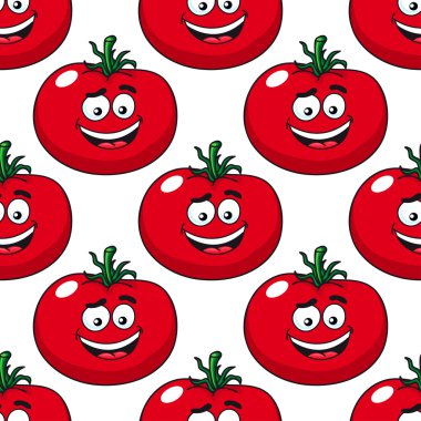 Çizgi film gülümseyen kırmızı domates seamless modeli