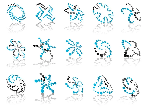 Icônes et symboles en pointillés abstraits — Image vectorielle