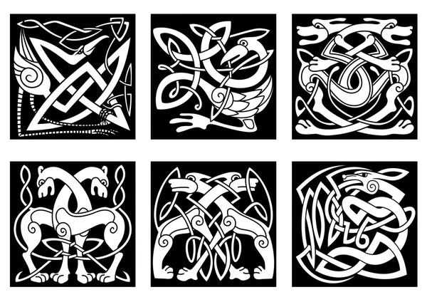 Animales celtas decorado ornamento irlandés — Vector de stock