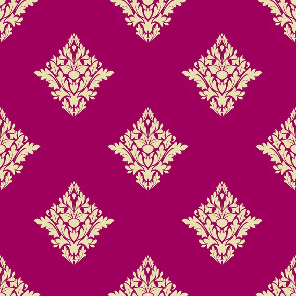 Delicado patrón floral beige sin costuras sobre fondo rosa caliente — Vector de stock
