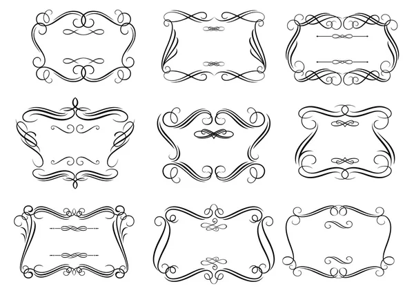 Cadres rétro curlicue ou cartouches dans un style romantique — Image vectorielle
