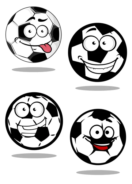 Cartoontd football or soccer balls mascots — Stock Vector