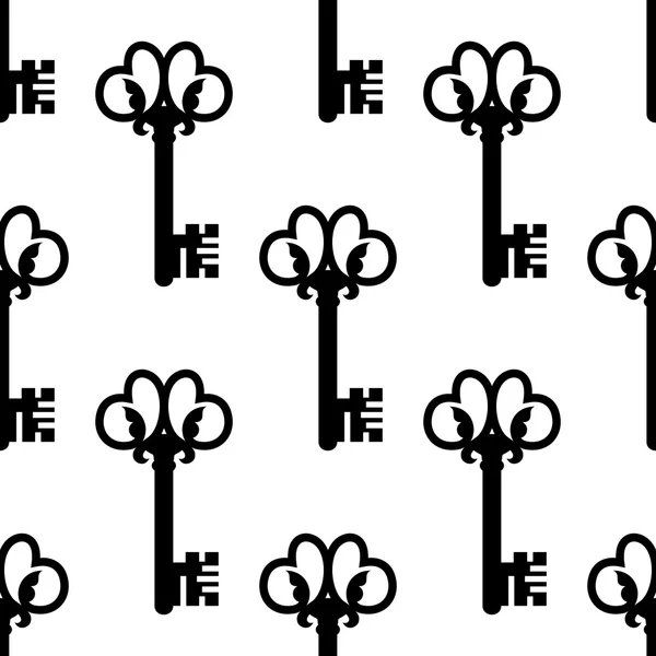 Vintage keys with floral ornament seamless pattern — Stock Vector