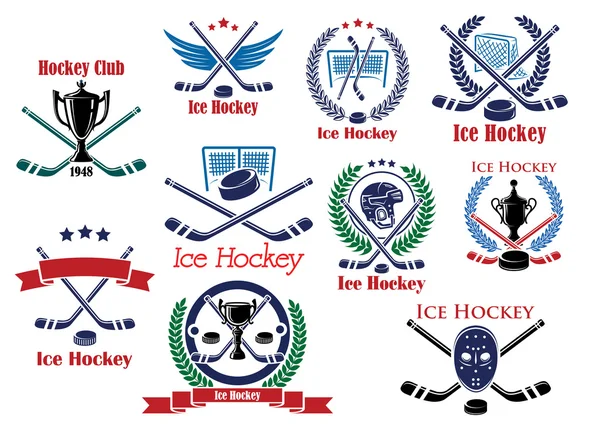 Εραλδική λογότυπο και εμβλήματα για club χόκεϊ επί πάγου — Διανυσματικό Αρχείο
