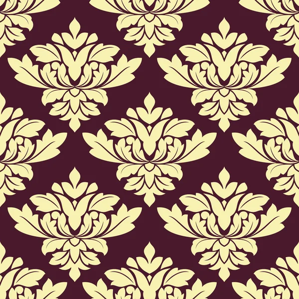 Motif sans couture beige densément floral sur fond violet — Image vectorielle