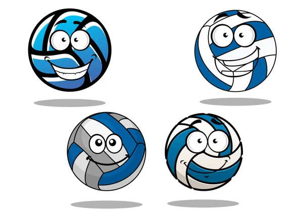 Balles de volley-ball bleu et blanc dessin animé — Image vectorielle