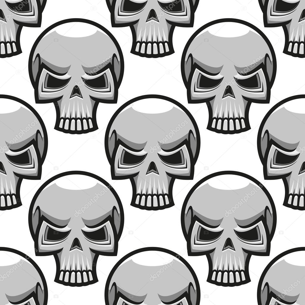 Seamless skulls pattern in cartoon style
