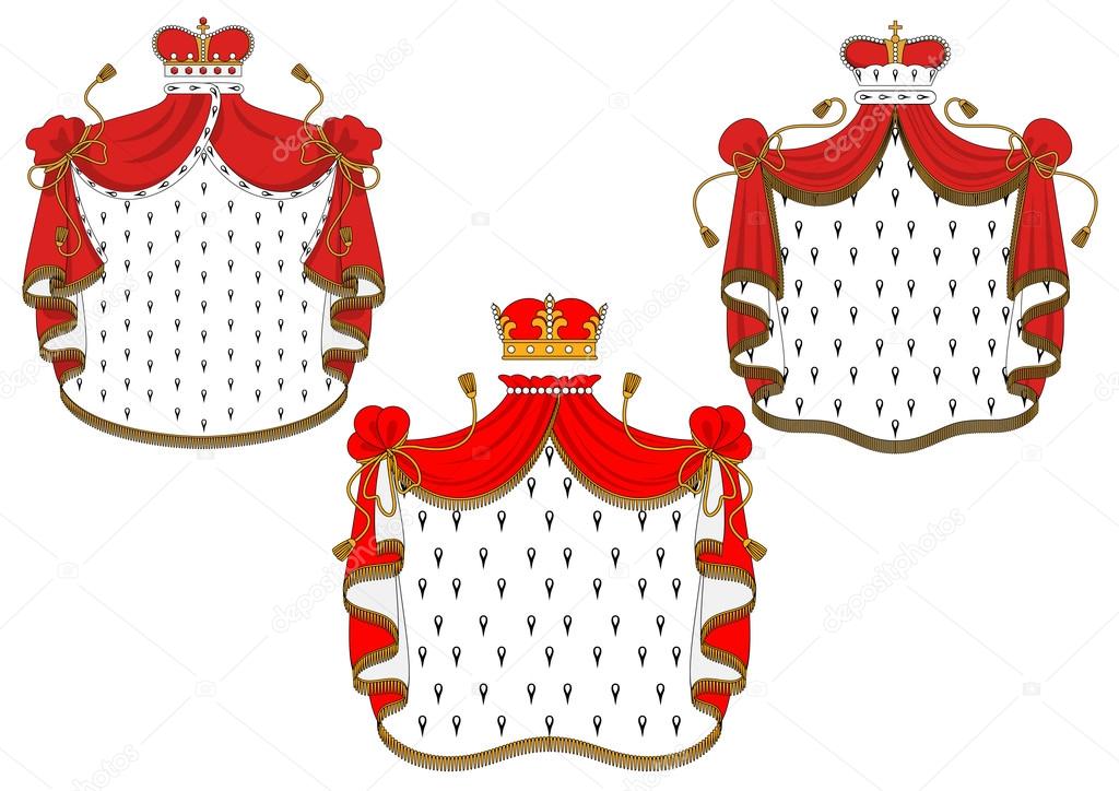 Royal red velvet mantle with golden crowns