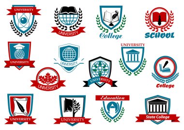 School, university or college emblems and symbols clipart