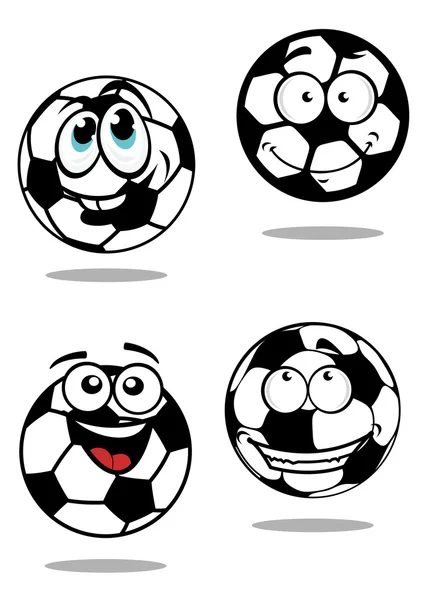 Personajes de bolas de fútbol de dibujos animados — Vector de stock