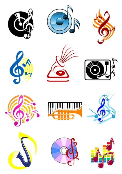 Kleurrijke muzikale icons set — Stockvector