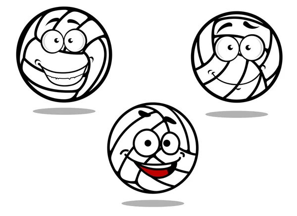 Pelotas de voleibol de dibujos animados en blanco — Vector de stock