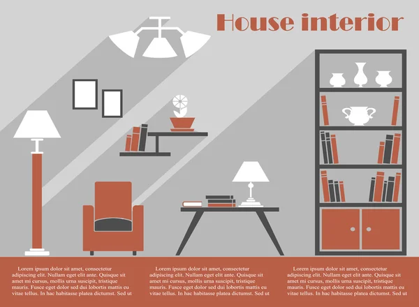 Casa interior design modello infografica — Vettoriale Stock