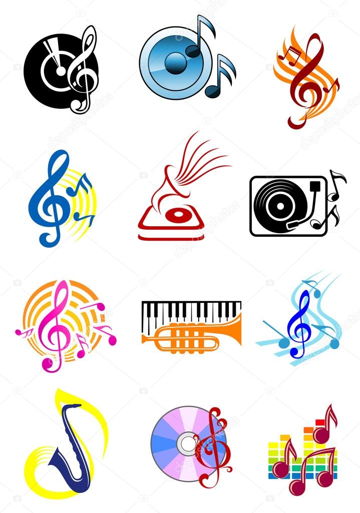 Colorful musical icons set