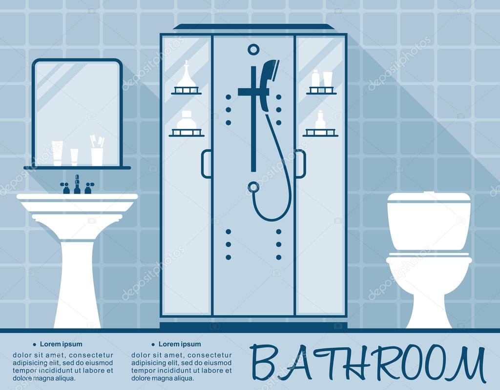Bathroom design infographic flat template