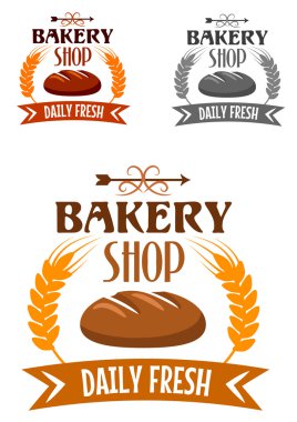 Bakery shop logo with fresh bread clipart
