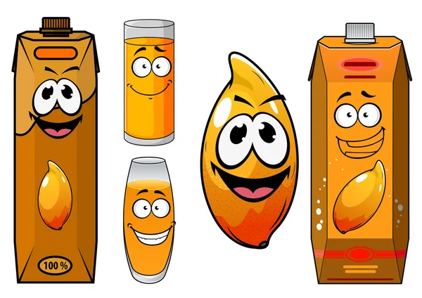 Personnages drôles de jus de mangue frais dessin animé — Image vectorielle