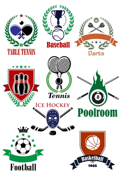 Team sport een heraldische badges of logo — Stockvector