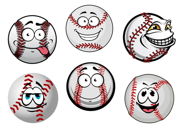 Souriant balles de baseball personnages de dessins animés — Image vectorielle