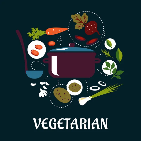 Kochen vegetarisches Gericht flache Infografik — Stockvektor