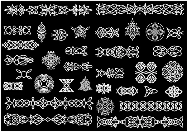 Keltský uzel vzory, ornamenty a hranice — Stockový vektor