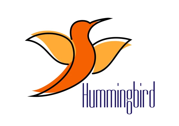 Silhouette of orange hummingbird or colibri bird — Stock Vector
