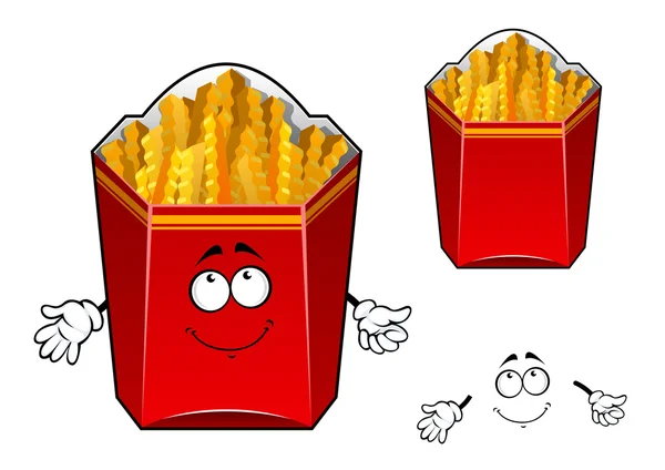 Papas fritas ondulado rebanadas personaje de dibujos animados — Vector de stock