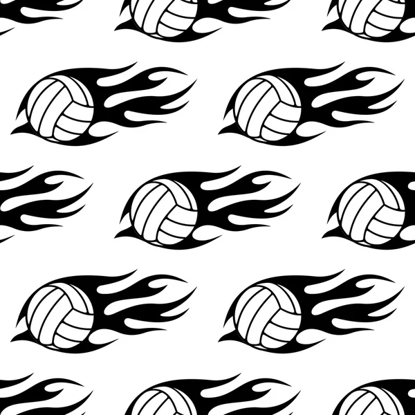 Volleyball ball with tribal flames seamless pattern — Stock Vector