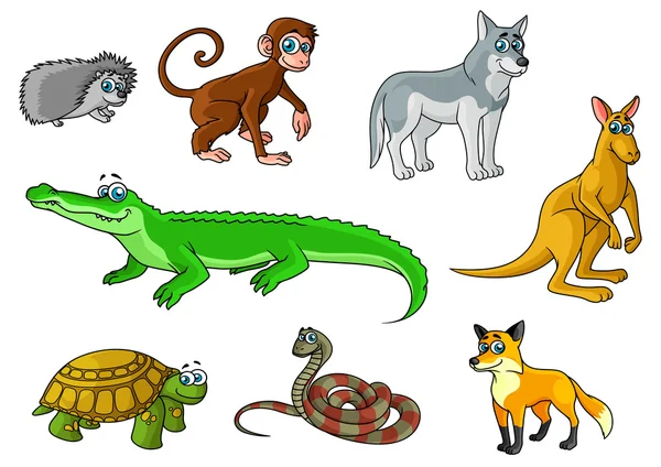 Bosque de dibujos animados y animales salvajes de la selva — Archivo Imágenes Vectoriales