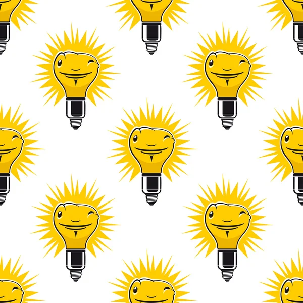 Bright cartoon light bulbs seamless pattern — Stock Vector