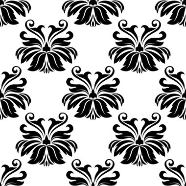 Dekoratif çiçeklerle damasko seamless modeli