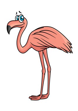 Çizgi film flamingo kuş karakteri