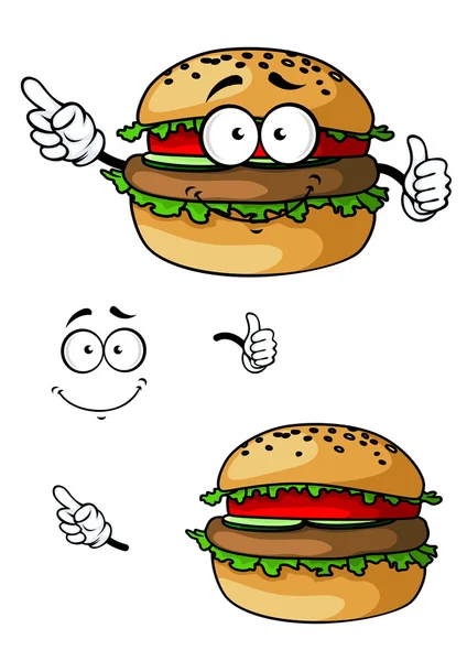 Cartoon hamburger character — Stock Vector