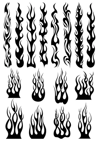 Svart tribal flames set — Stock vektor