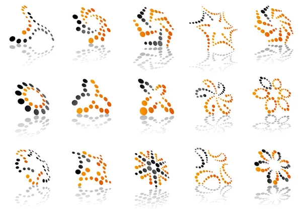 Iconos punteados negro y naranja — Archivo Imágenes Vectoriales