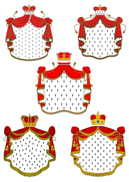 Heraldiska röda royal mantlar set — Stock vektor