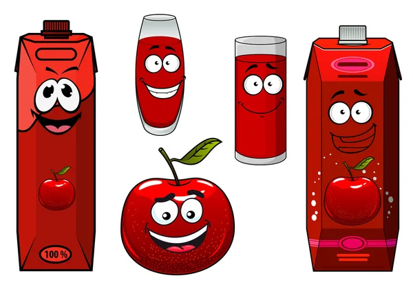 Kırmızı elma suyu ve meyve paketleri — Stok Vektör