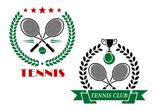 Iconos y emblemas del juego de tenis — Archivo Imágenes Vectoriales