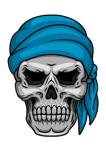 Pirate skull in blue bandana — Stock Vector