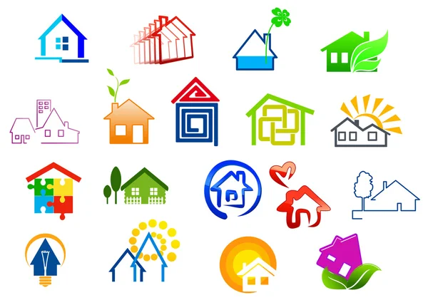 Colorful real estate and house icons — Stock Vector