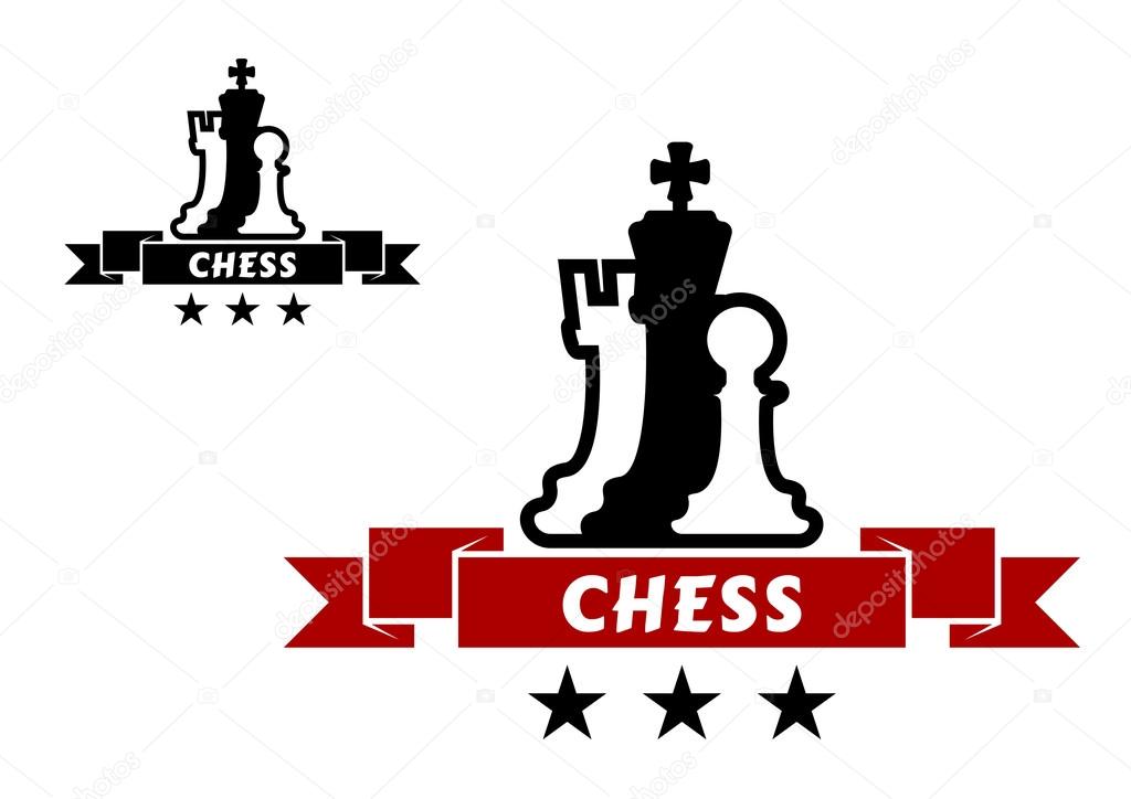 Chess emblem with different chessmen for sport tournament design