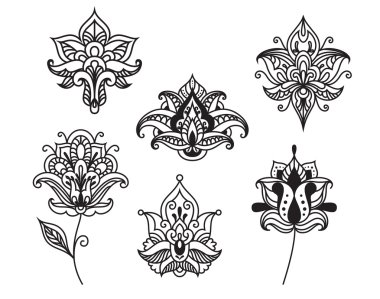 Dekoratif Farsça ve Hint desenli çiçek