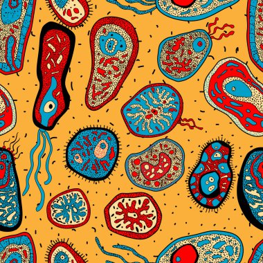 Amebas, bakteri veya mikrobiyal yaşam formlarının seamless modeli