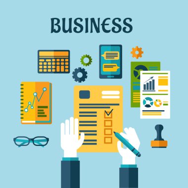 İş ve office düz simgeler