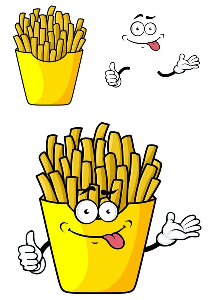 Caricatura patatas fritas con las manos y la cara — Vector de stock