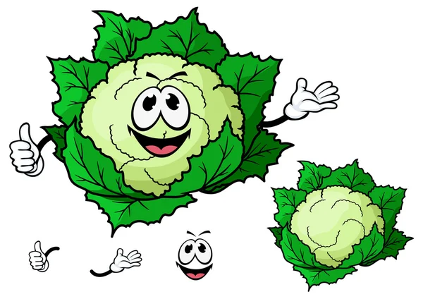 Heureux sourire dessin animé chou-fleur légume — Image vectorielle