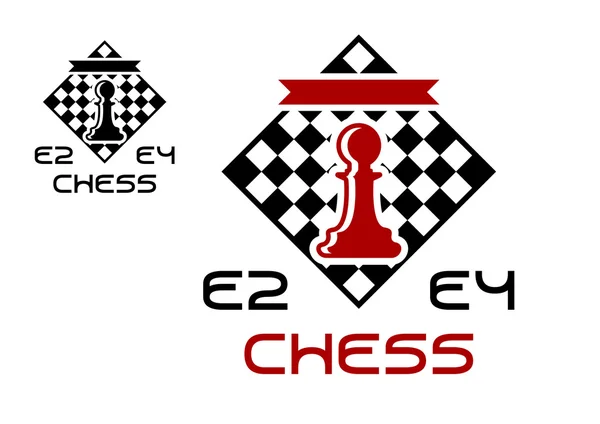 Peão vermelho no tabuleiro de xadrez — Vetor de Stock
