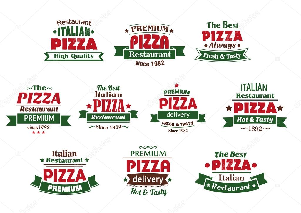 Italian premium pizza banners and labels