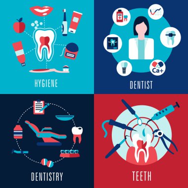 Diş Hekimliği infographics ile tıbbi düz kavramı