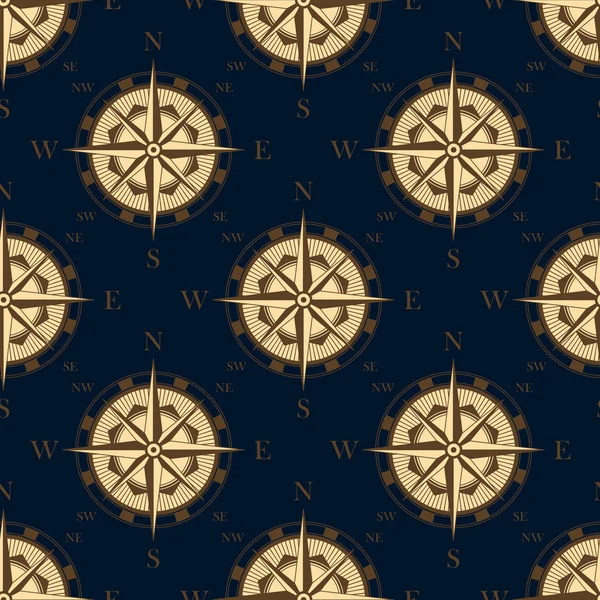 Бесшовный винтажный рисунок розы компаса — стоковый вектор